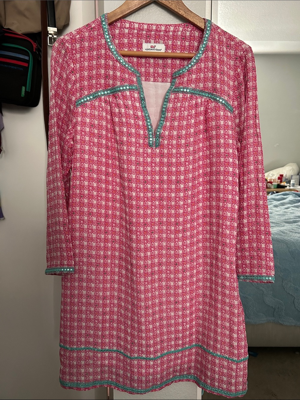 Vineyard Vines Printed Silk Tunic Dress with Sequin Embellishments Size M/8